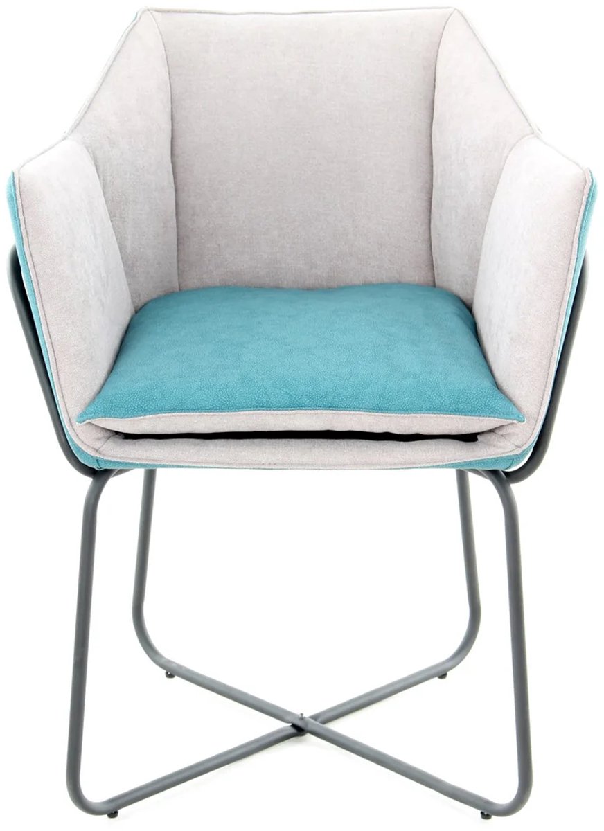 Kayoom Marietta Lounge Stoel| Eetkamerstoelen| Woonkamer, Eetkamer| Hoog Zitcomfort | Petrol/Grijs