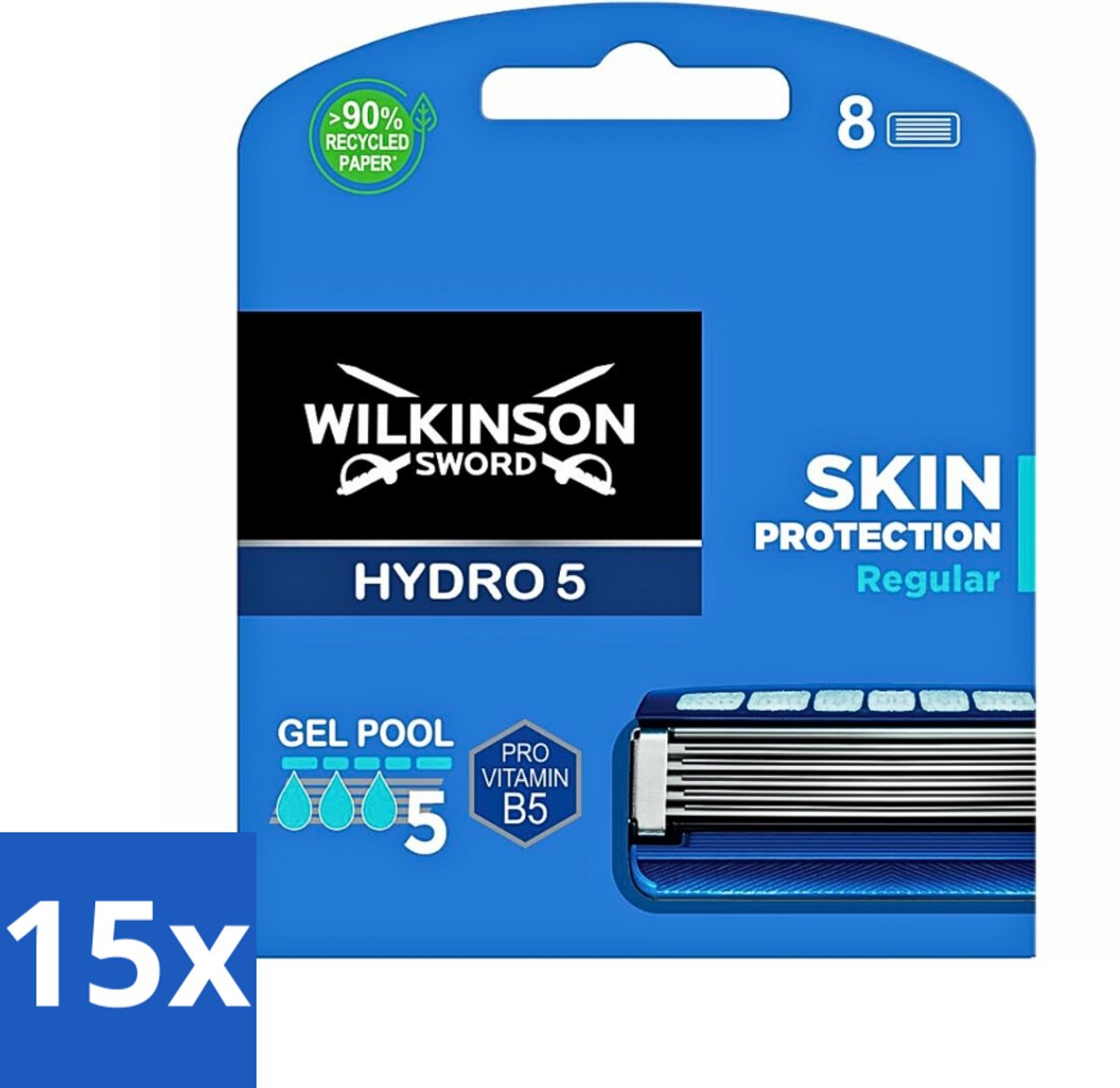 15 x Wilkinson Sword - Navulmesjes - Hydro 5 Skin Protection - Beschermend - 8 mesjes - Scheermesjes Mannen - Huidbescherming - Scheren Zonder Irritatie - Hydro 5 Skin Protection - Ultra Glide Mesjes