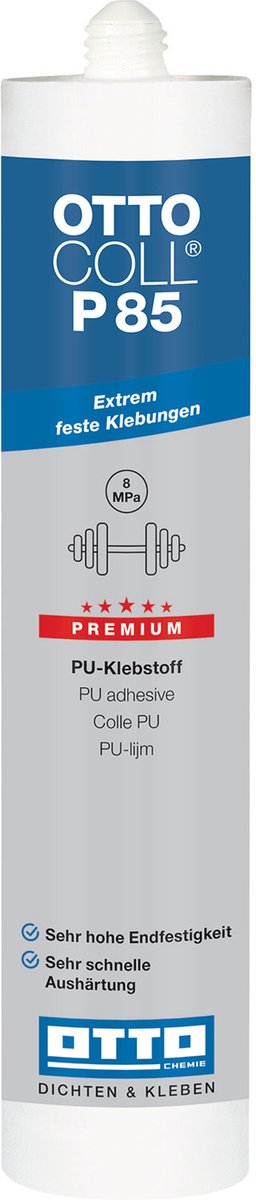 Ottocoll P85 polyurethaanlijm - 310 ml koker - translucide - 1K extreme kleefkracht voor bouw