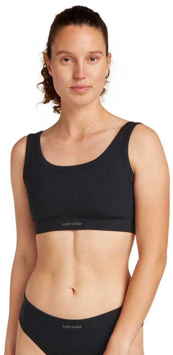 Icebreaker Merino Rib Lotus Sportbeha Zwart S Vrouw