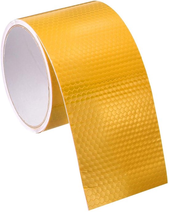 Allecto Plus Reflecterend Plakband 5 Cm X 3 M Geel Waarschuwingstape 