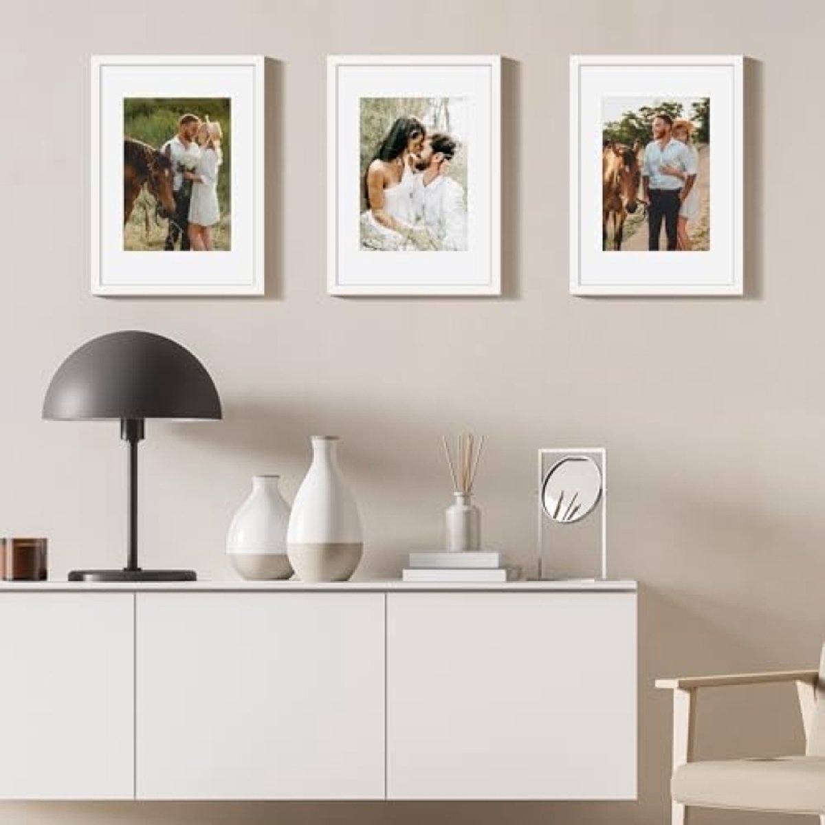 PromoHome A3 Fotolijst Set - 3 Stuks Witte Kunststof Lijsten voor Muurdecoratie