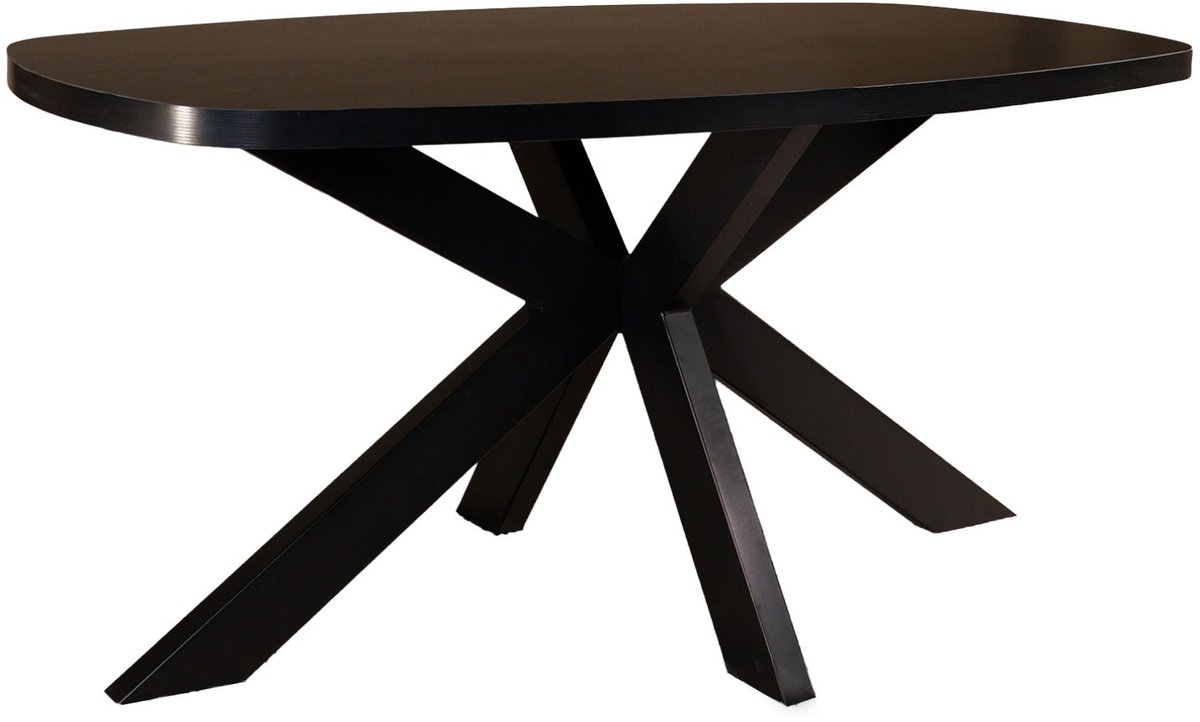 Lizzely Garden & Living Eettafel Leco deens ovaal 160cm zwart melamine ovale tafel eetkamertafel