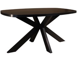 Table à manger ovale danoise Leco 160 cm en mélaminé noir