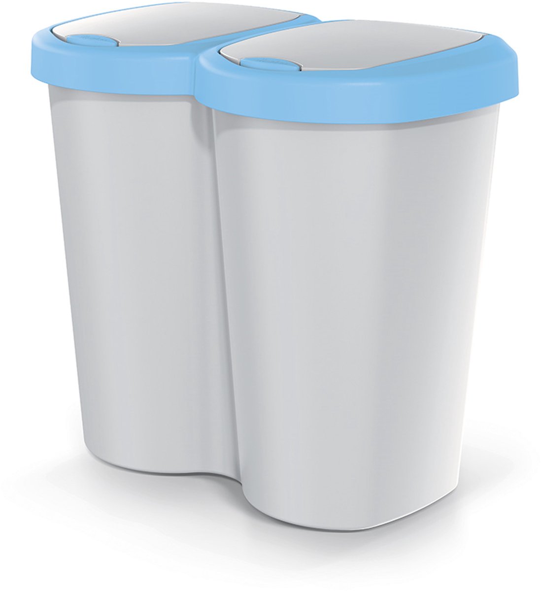 Compacta B Duo - Prullenbak - 40L - één compartiment twee deksels - Grijs / Blauw
