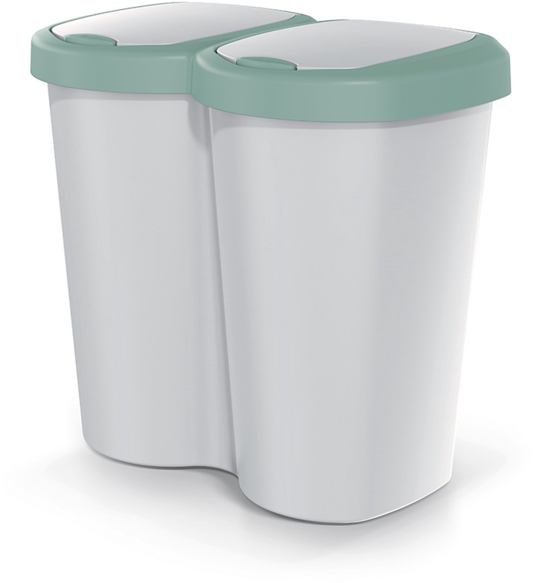 Compacta B Duo - Prullenbak - 40L - één compartiment twee deksels - Grijs / Groen