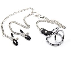 Smart Moves - Nipple Clamps with Cock Rings M silver