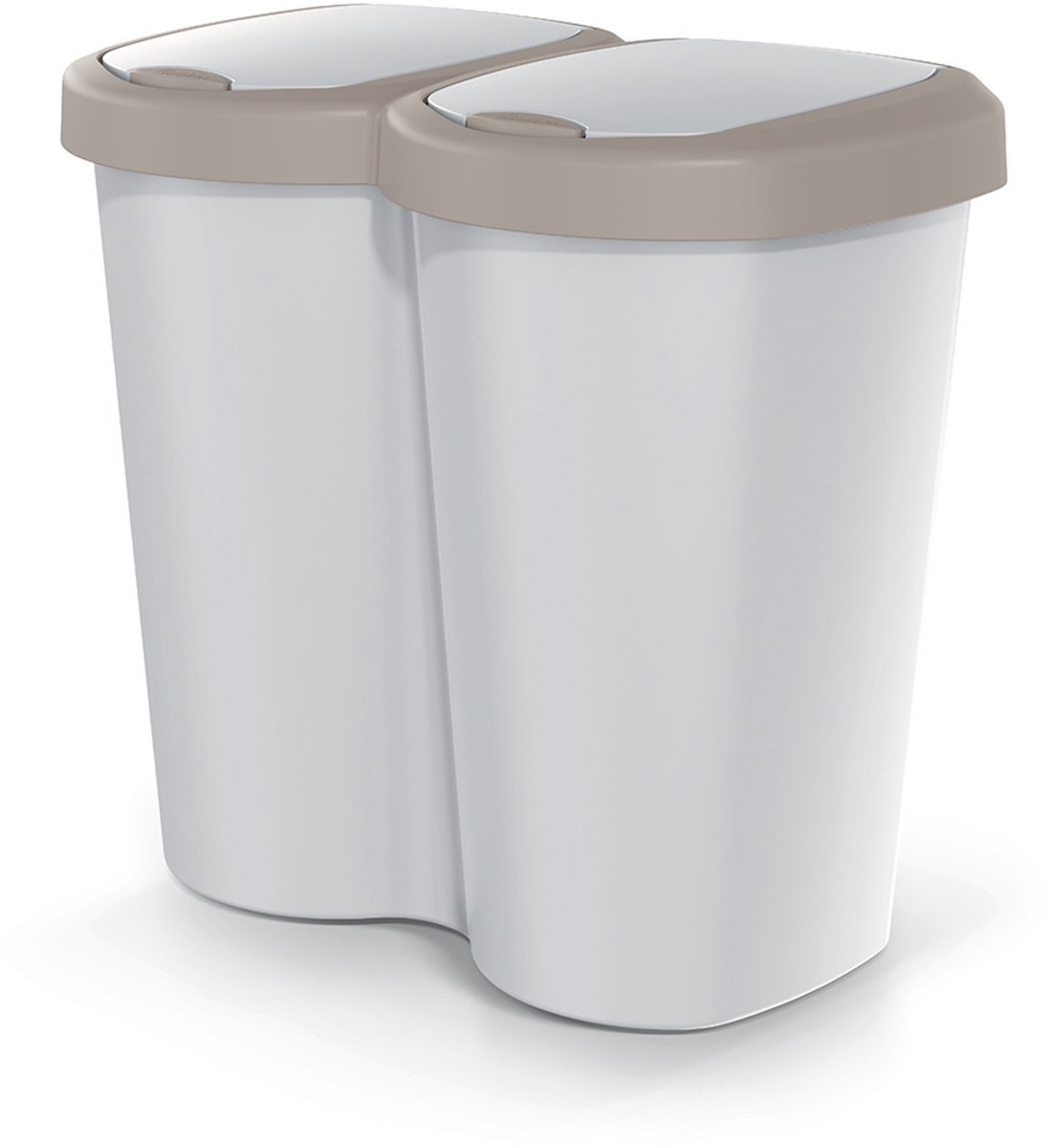 Compacta B Duo - Prullenbak - 40L - één compartiment twee deksels - Grijs / Bruin