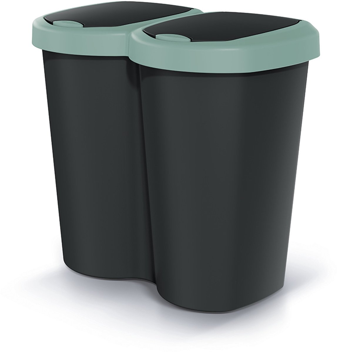Compacta B Duo - Prullenbak - 40L - één compartiment twee deksels - Zwart / Groen