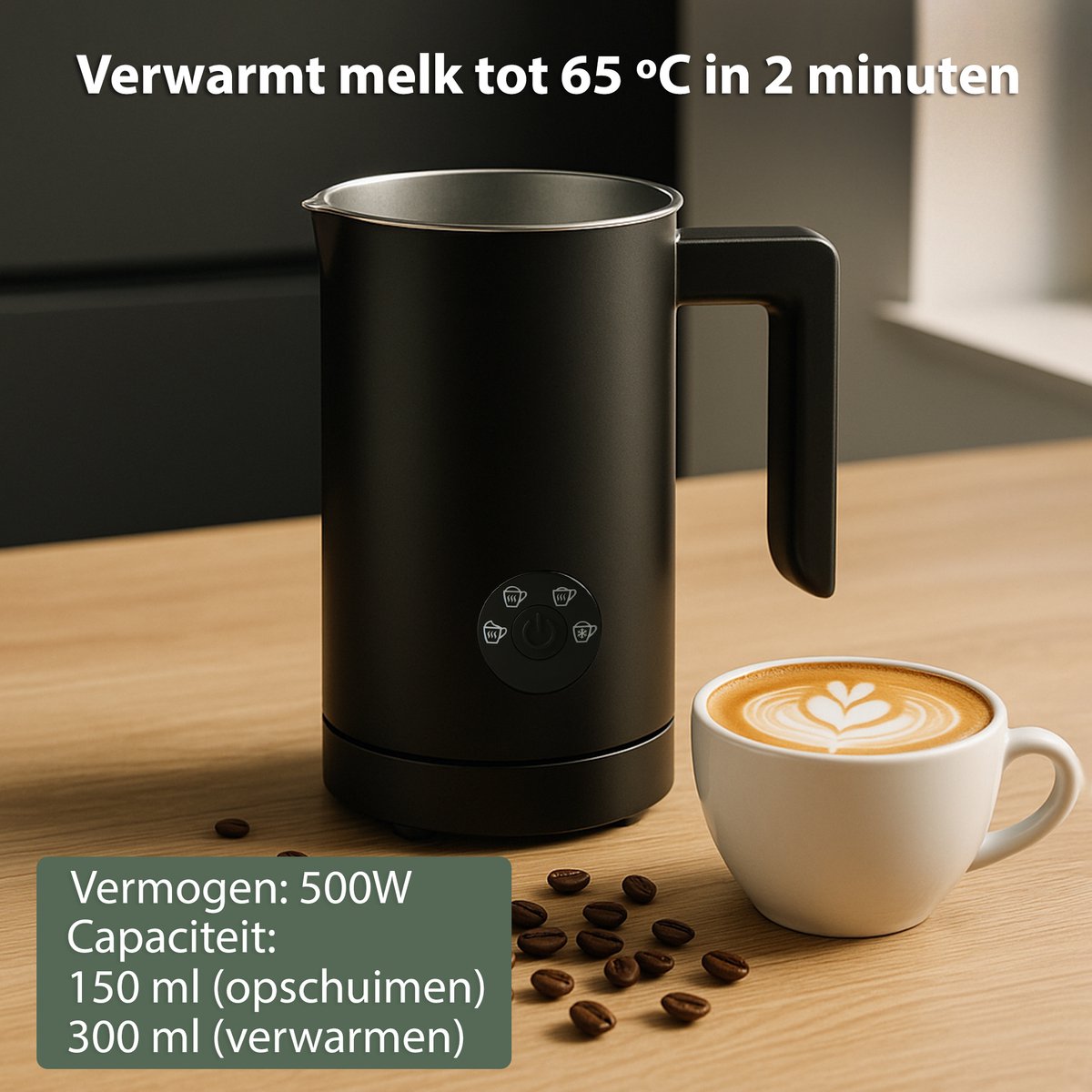 Melkopschuimer Elektrisch – Zwart – 4 Programma’s – Melkverwarmer en Melkklopper Electrisch – Perfect voor Cappuccino, Latte Macchiato en Chocomel — cadeau in Kookcadeaus - foto 7