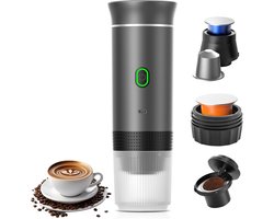 Draagbare espressomachine voor auto en reizen - Elektrisch verwarmde reiskoffiemachine met USB-C, compatibel met NS-capsules en gemalen koffie
