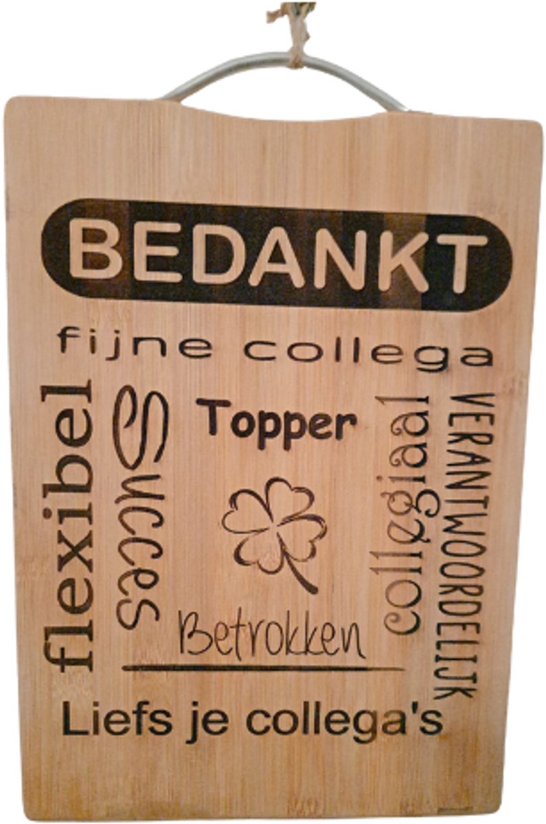 Houten Bedankbord – Afscheidscadeau voor Collega (36x24 cm) Bedank Cadeau Collega – Houten Borrelplank met Gravure “Bedankt Topper” – Afscheid Cadeau Collega – Persoonlijk Geschenk Werk – Duurzaam Hout