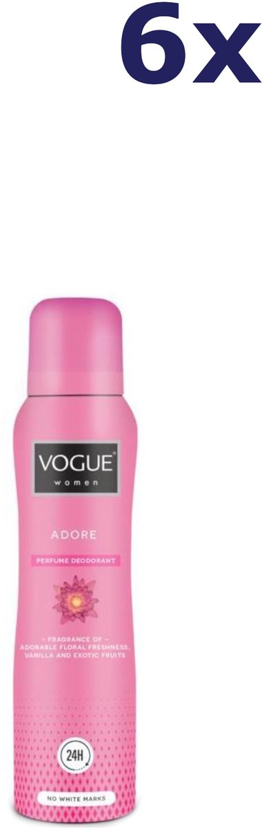 Vogue Adore Parfum Deodorant - 6 x 150 ml - Voordeelverpakking