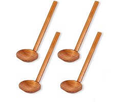 Houten lepel - 4 stuks - Met lange handgreep - Hout - Keukengerei voor soep, ramen, hete pot - Keukenaccessoires - Geschikt voor restaurant en familiegebruik - 22×7cm