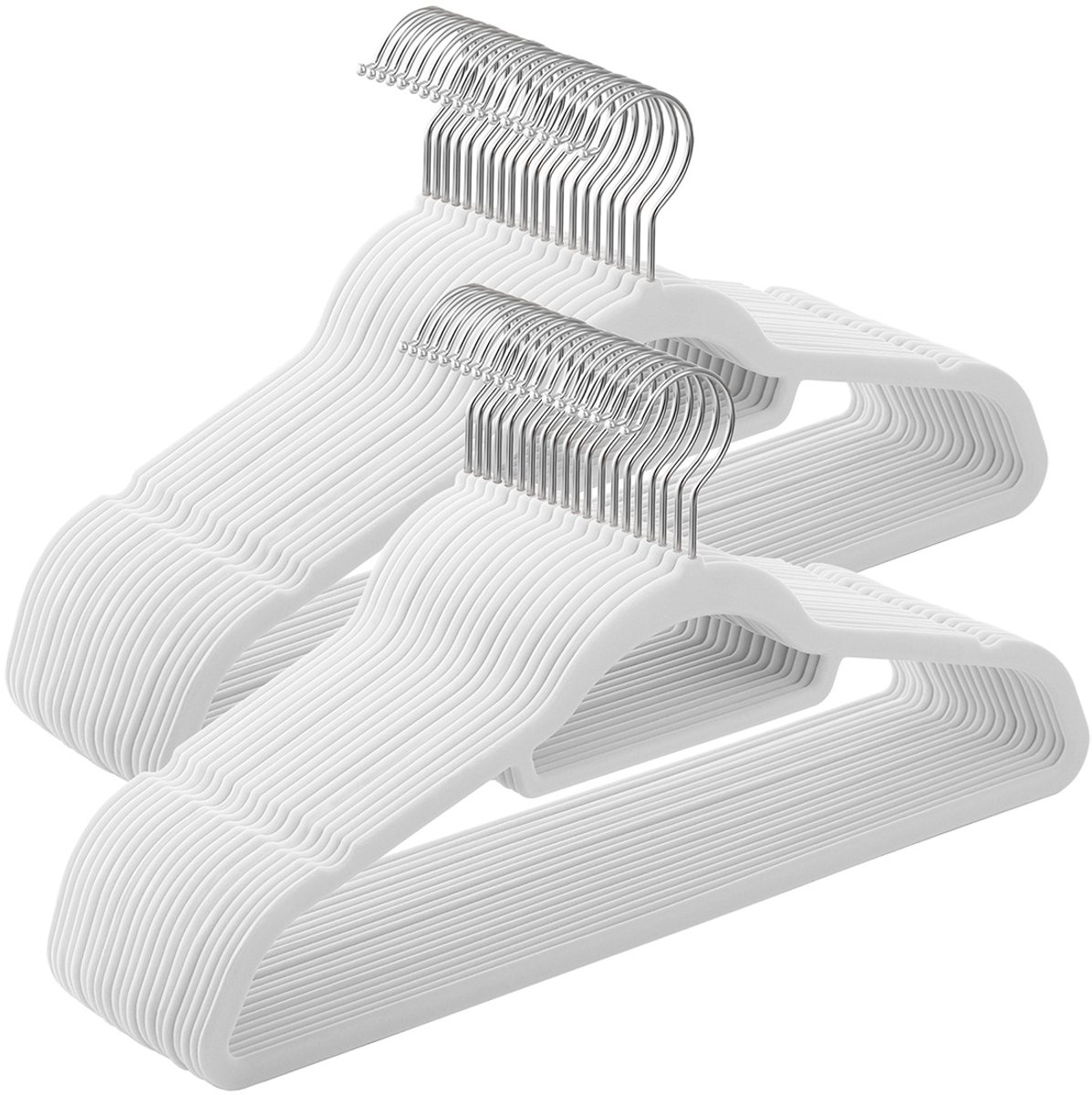 Hoppa! Set van 50 anti-slip fluwelen kledinghangers │ 0,6 cm dik │ ruimtebesparend │ 360° draaibare haak │ 45 cm │ Voor jassen, mantels, rokken, hemden en broeken