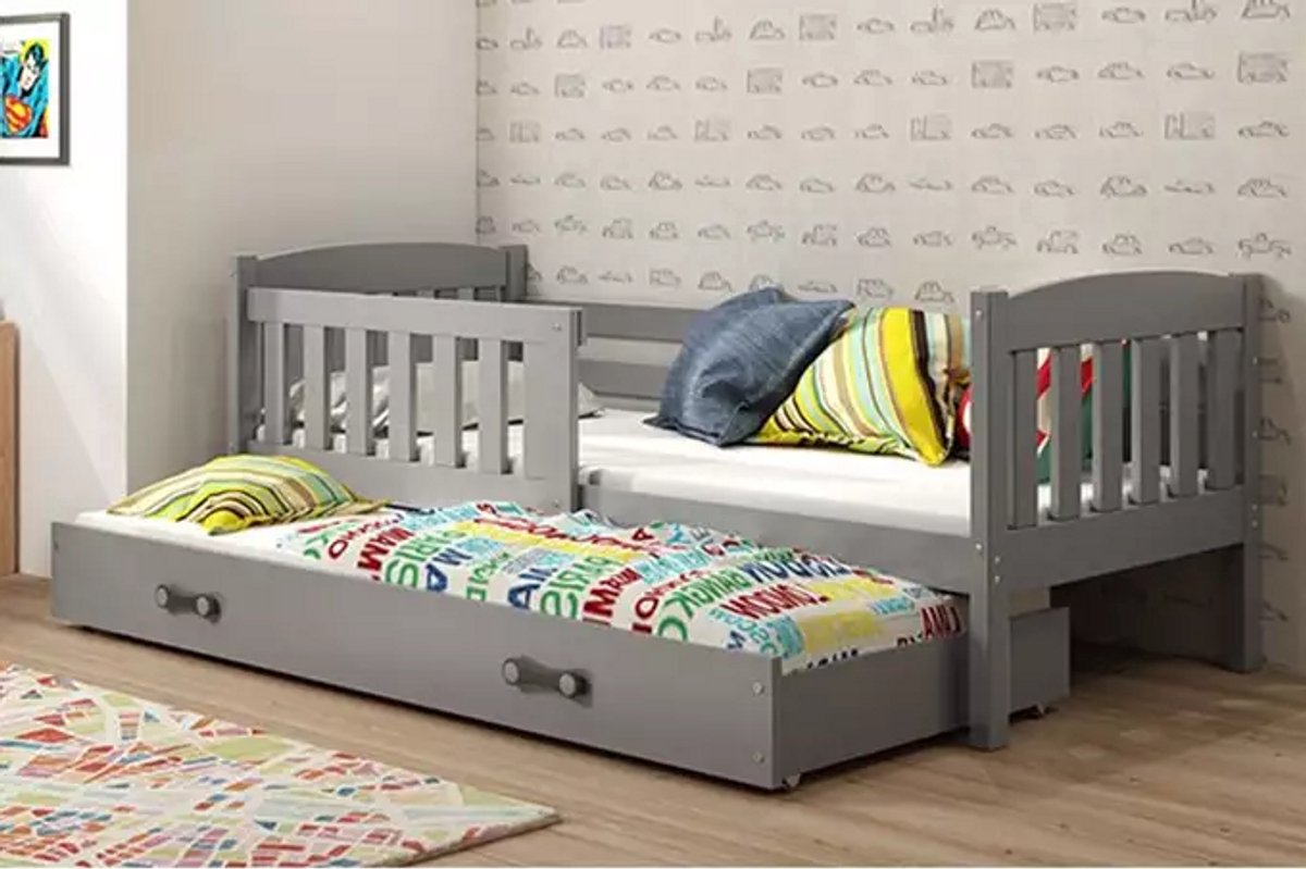 BMS KUBUŚ - Extendable Youth Bed - 90x200 cm - Inclusief Matras en Lade - Grafiet