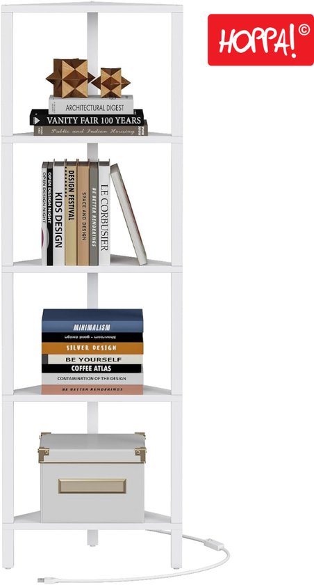 Hoppa! Hoekkast - 6-laags - Wit - LED-verlichting