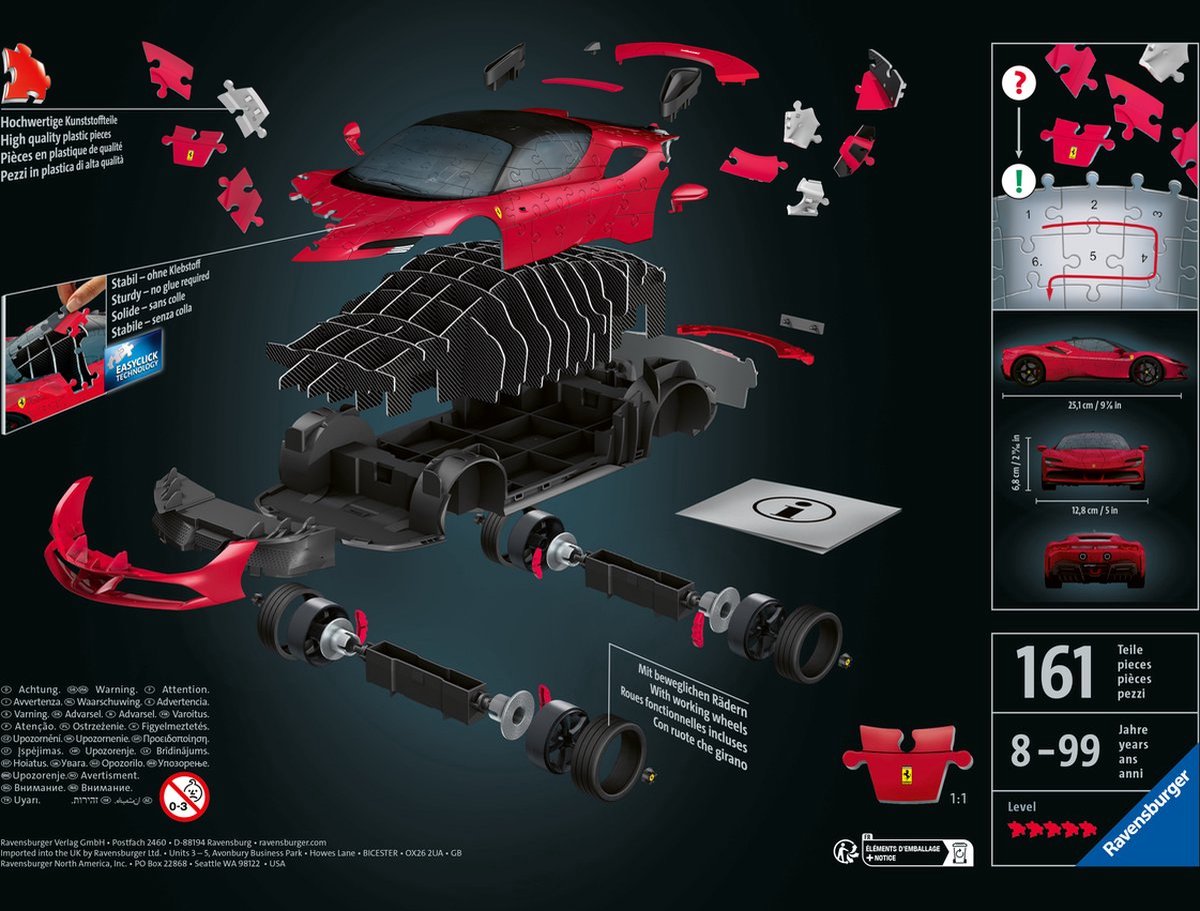 Ravensburger - Ferrari SF 90 Stradale - 3D Puzzel voor Kinderen en Volwassenen — afbeelding 9