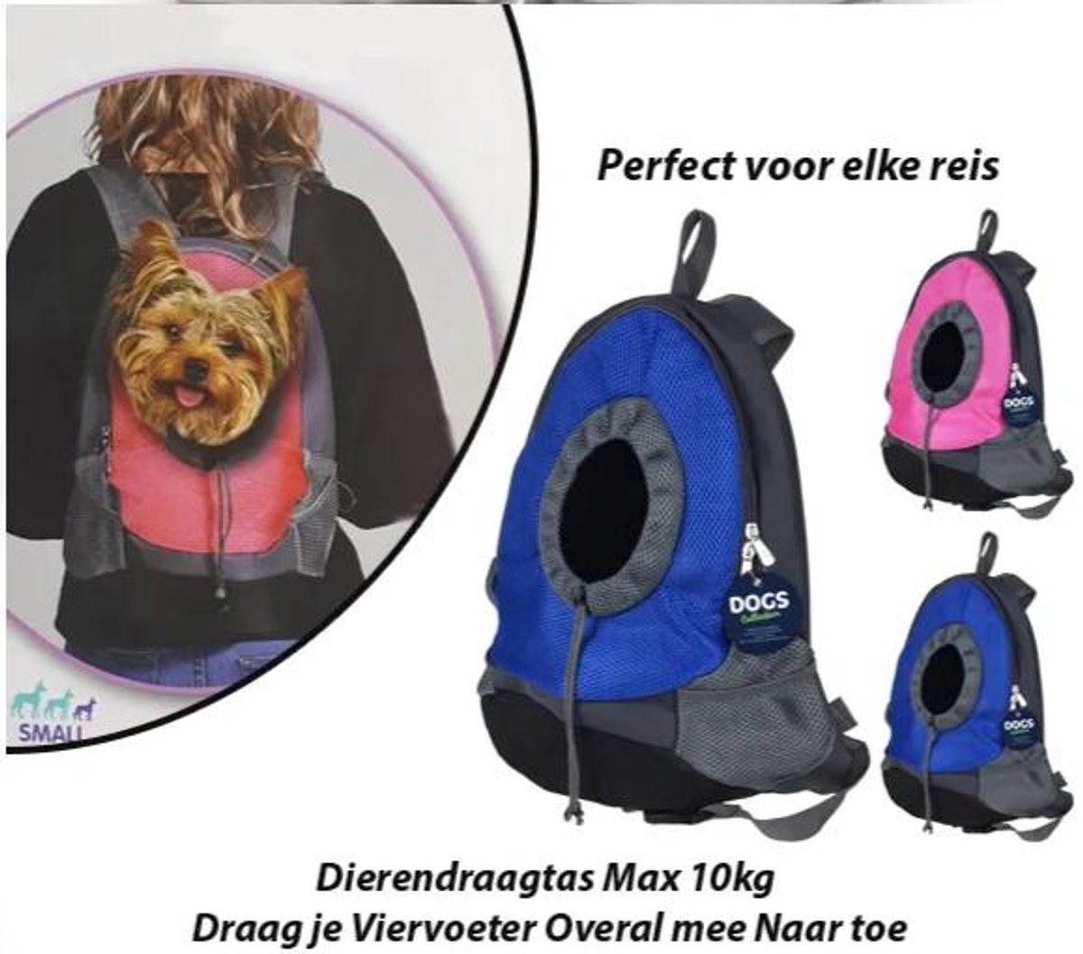 Draagtas voor Hond of Kat tot 10 kg – Blauw – Met Handvat