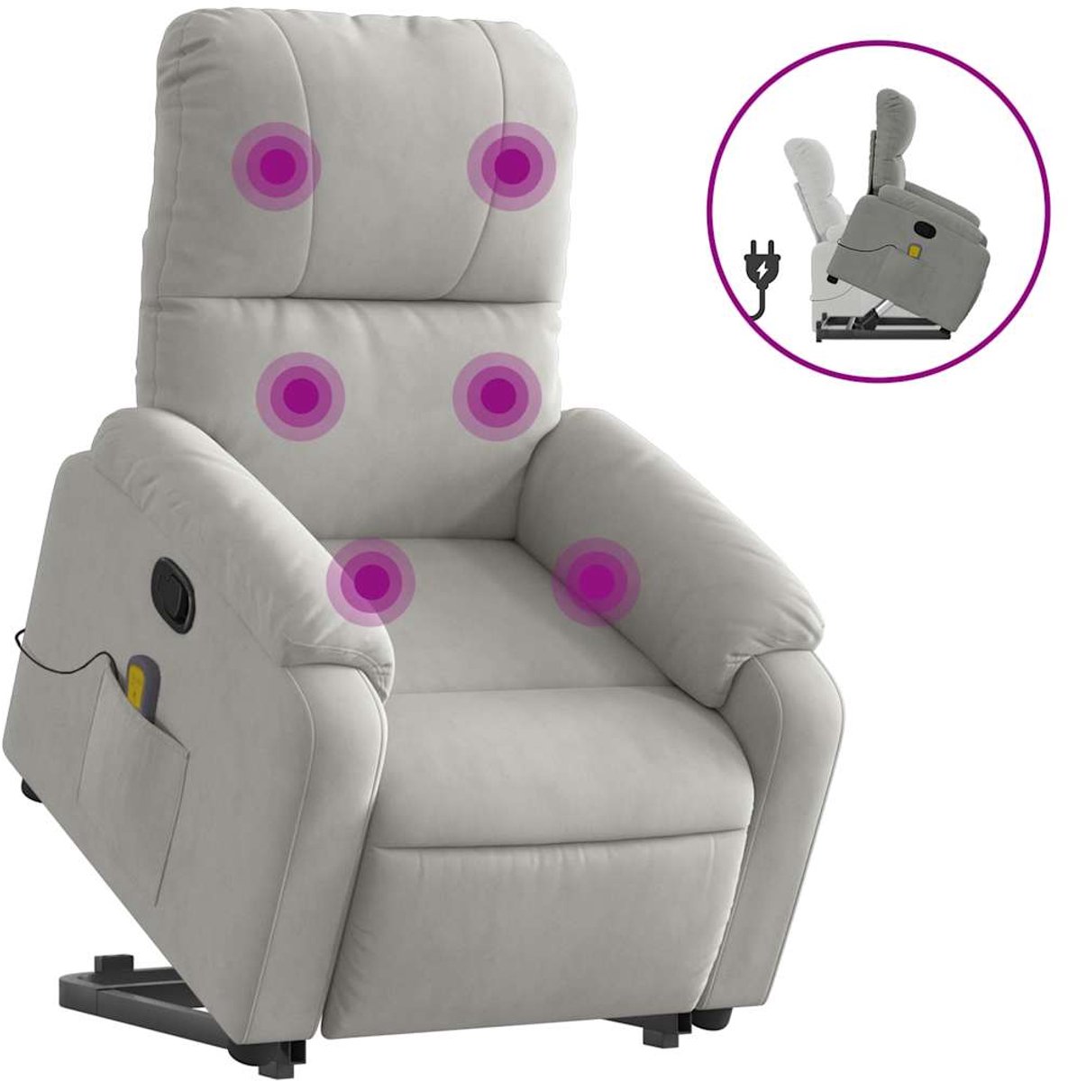 vidaXL Sta-op-massagestoel - verstelbaar - microvezelstof - lichtgrijs