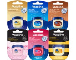 Vaseline Lip Therapy | Feuchtigkeitsspendender Lippenbalsam 6er Set| Rosy, Crème Brûlée, Original, Cocoa Butter, Queen Bee und Pink Bubbly, 6 x 7g (Lippenbalsam 6er Set)