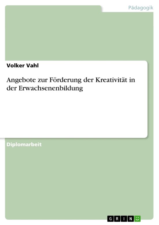 Angebote zur Förderung der Kreativität in der Erwachsenenb ... - cover