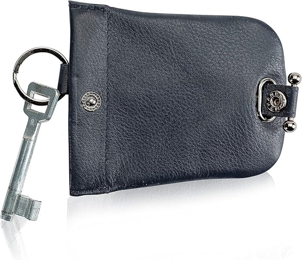 Josephine Osthoff 968 Leren Sleutelhanger Etui – RFID-bescherming – Met Clip & Drukknop – Nachtblauw