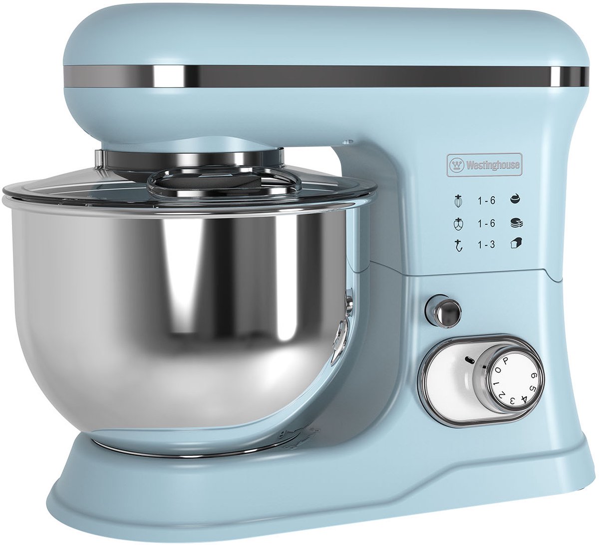 Westinghouse Retro Standmixer - 1200W - Keukenmachine 5L Mengkom - Keukenrobot - Keukenmixer - Foodprocessor - Blauw