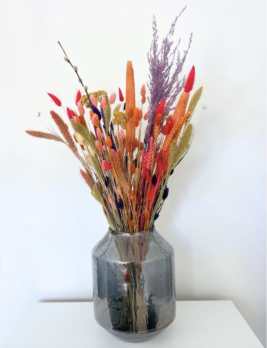 Droogboeket met vaas - Droogbloemen met vaas - Cadeau vrouw