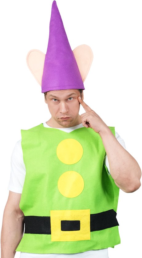 Zebra & Friends Kabouter kostuum Volwassenen - Verkleedkleding - Carnavalskleding - Foute Party kostuum - Incl. Kaboutermuts met oren - Peppy - one size - Groen