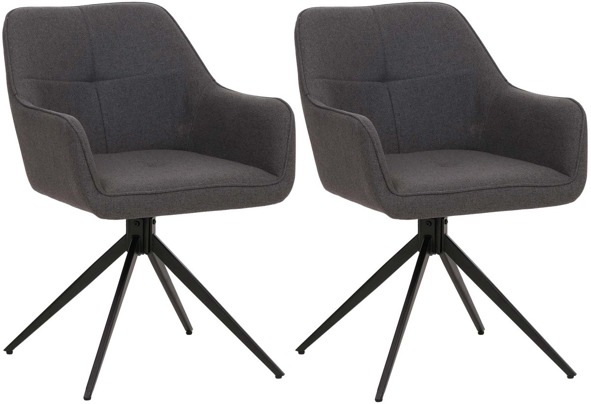Set van 2 eetkamerstoelen MCW-O47, armleuning keukenstoel, draaibaar met automatische teru