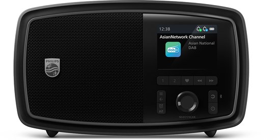 PHILIPS CENTURY RANGE - The Janet - TAV2000DB - Radio FM- DAB+ - portable - prise casque - design classique - 20 stations préréglées - écran couleur moderne - double alarme et minuterie de mise en veille - noir