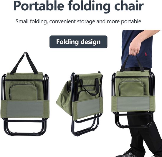 SMH LINE® Vissersstoel - Viskrukje - Met koelvak - Camping Stoel - Inklapbare - Tot 120kg - Opvouwbaar - Groen van Merkloos — afbeelding 3