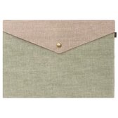 Techidna® - Documentenmap A4 - Stoffen / Linnen Look - Vegan Opbergmap / Dossiermap / Archiefmap - Envelopmap Organizer met Kliksluiting - Groen - 33x23 cm