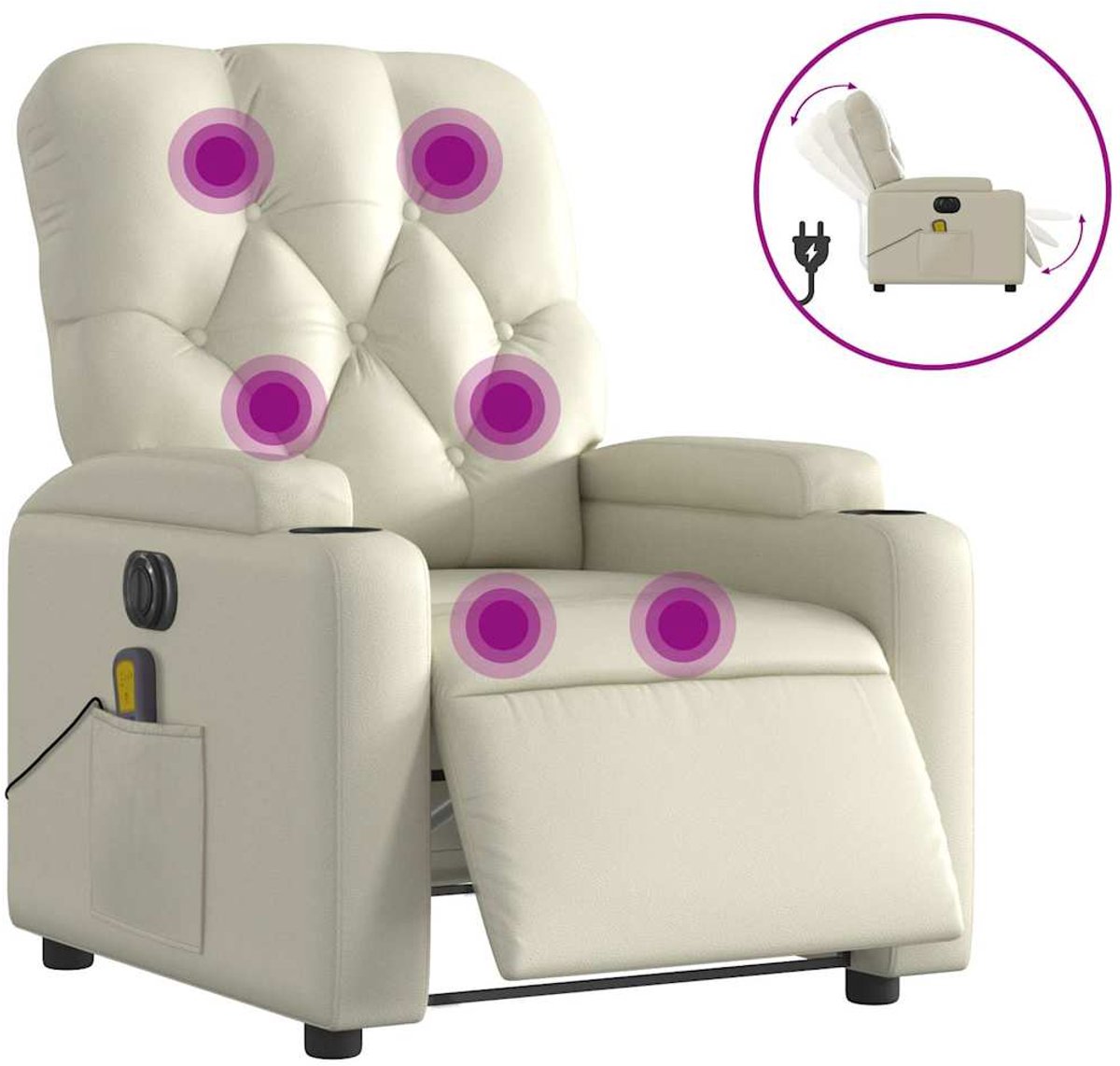 vidaXL Massagestoel - verstelbaar - elektrisch - kunstleer - crèmekleurig