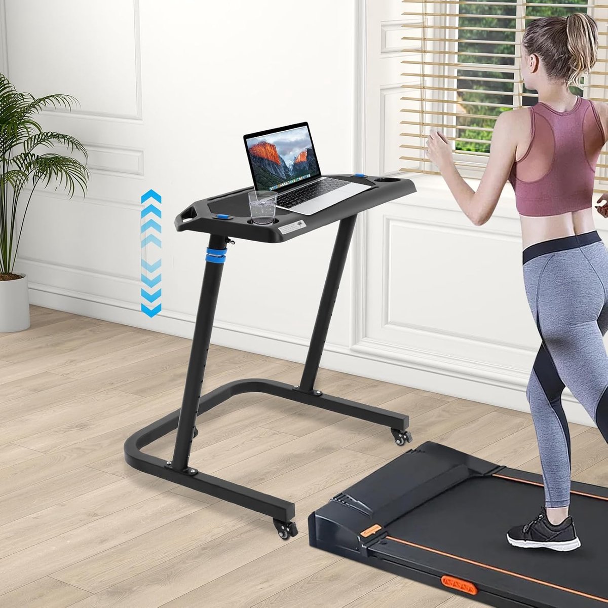Verstelbare Fietstrainer Tafel met Wielen - Ideaal voor Thuiswerk en Fitness