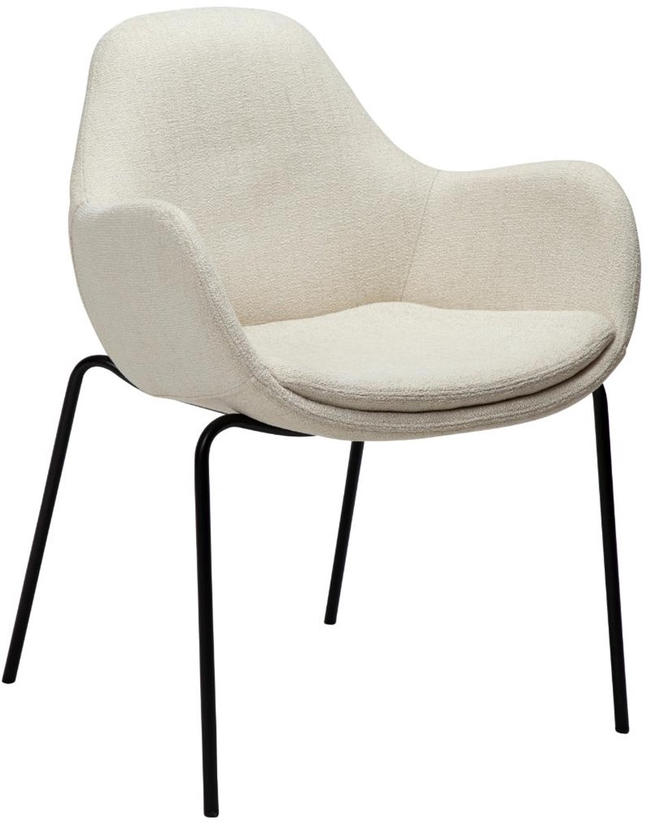 Zimmer Dan-Form eetkamerstoel met armleuningen bouclé beige.