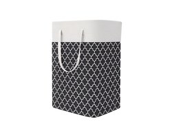 1 grote wasmand - waterdicht - opvouwbare hoge wasmand - met verlengde handgreep - voor kleding - slaapzaalspeelgoed en thuis-Zwart geblokt-40*30*60cm