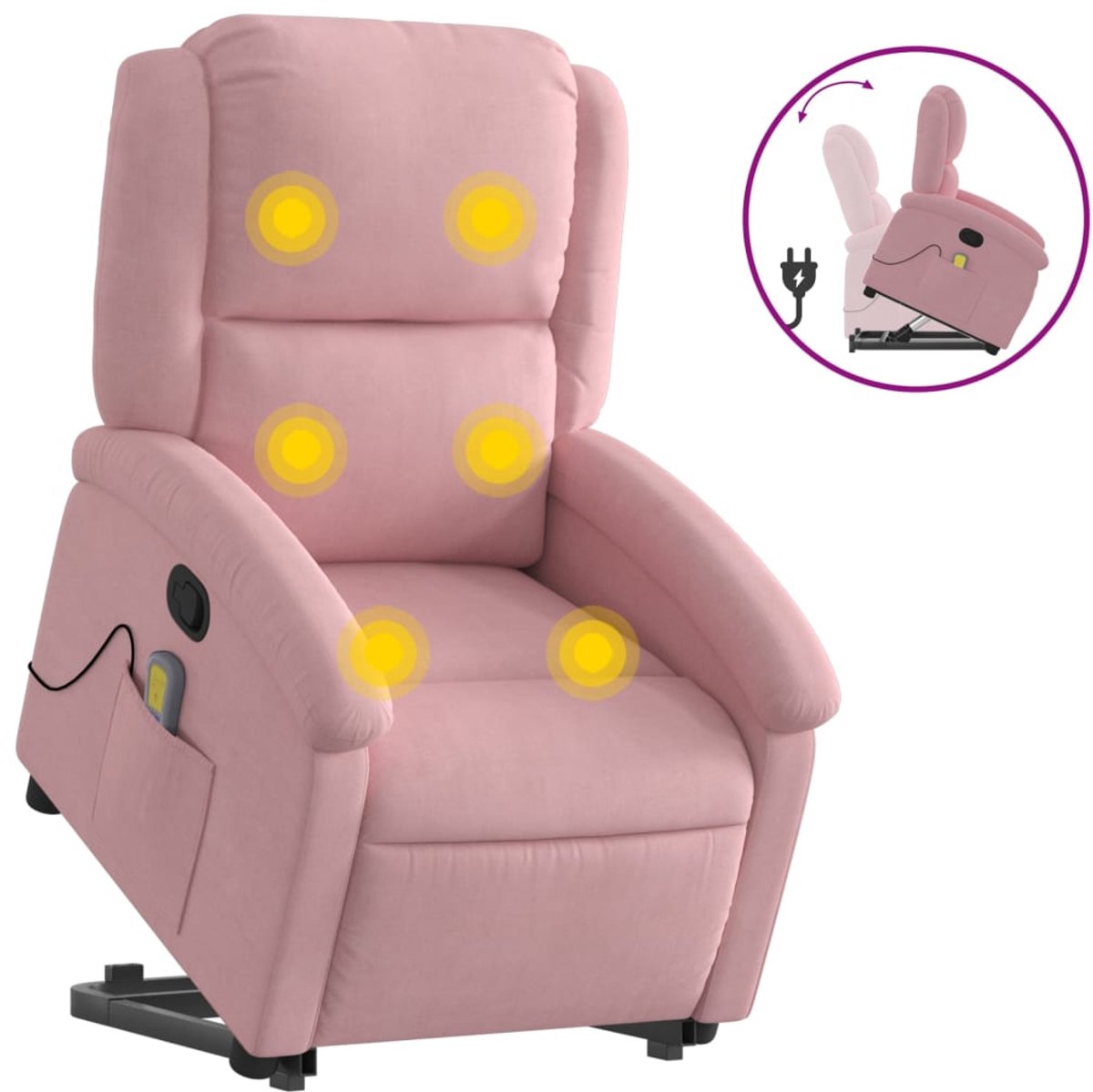 vidaXL Sta-op-massagestoel - verstelbaar - fluweel - roze