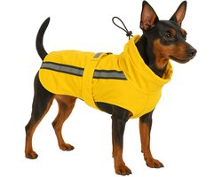 Hondenjas – Regenjas hond – Waterdichte hondenregenjas met borst- en buikbedekking – Flamingo Regenjas Ciro Geel – 35 cm
