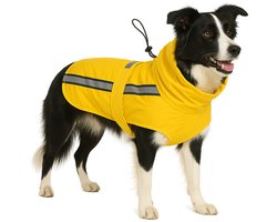 Hondenjas – Regenjas hond – Waterdichte hondenregenjas met borst- en buikbedekking – Flamingo Regenjas Ciro Geel – 55 cm