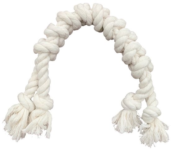 Jouet à mâcher en corde pour chien – Katoen solide et naturel – Soins dentaires et jeu de tir – Jouet durable pour petits et grands Chiens – Wit