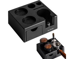 Tu Grano Barista Tamper Station - Tamper Houder voor Barista Accessoires - Pistonhouder - Koffie Organizer met Lade - Zwart