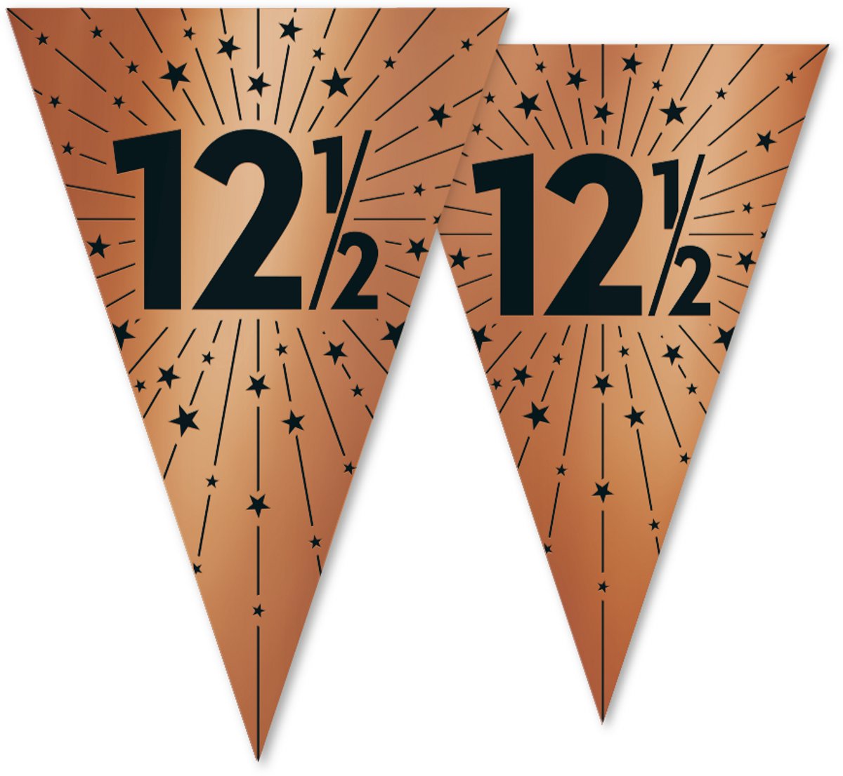 12x Vlaggenlijn koper 12,5 jaar jubileum 10 meter 2 zijdig bedrukt - Signature Years - Verjaardag Feestje Vlag Vlaggen Versiering Slinger Feestdecoratie Decoratie