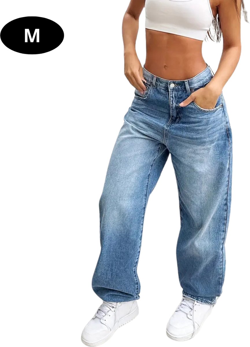 Nivard Lange Broek Dames Spijkerbroek Broeken Spijker Pants Jeans Trouser Loose Fit Straight Leg – Lichtblauw