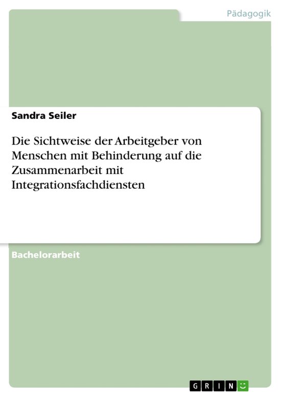 Die Sichtweise der Arbeitgeber von Menschen mit Behinderung  ... - cover