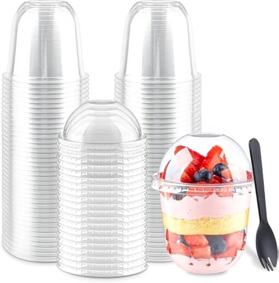 LATERN 50 stuks papieren ijskommen met 50 stuks lepels, 360 ml