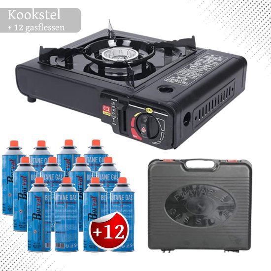 Draagbaar Gasfornuis - Camping Kookstel - Gas Stove - Gasfornuis - Kooktoestel - Outdoor - Op Reis - 12 gasflessen