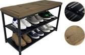 Casayali® ShoeSeat - Étagère à chaussures pour 8 paires - Banc à chaussures avec coussin d'assise - Meuble à chaussures - Marron