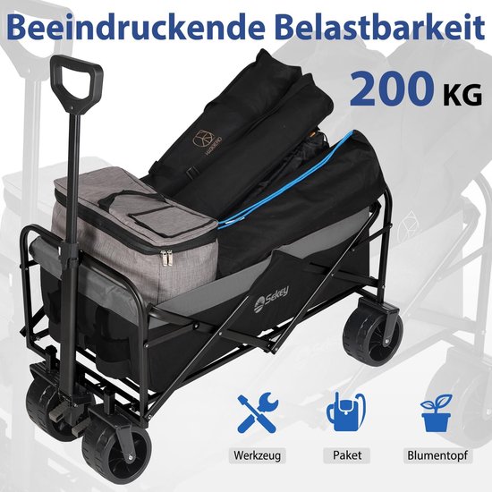 Opvouwbare Bolderkar 200KG voor Diverse Terrains met Telescoopstang van Opvouwbare Bolderkar — afbeelding 2